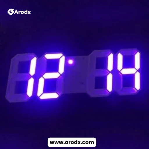3D LED Digital Clock glowing on bedroom wall in Bangladesh